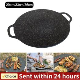 Grills Outdoor Grill Pan Korean Roastig Frying Pan Nonstick Barbecue Plate Induction Cooker BBQ Baking Tray Camping Kitchen Bakeware