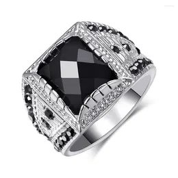 Cluster Rings European Style Punk Natural Black Plated Exquisitely Carved Unisex Upscale Crystal