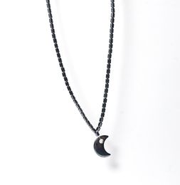 Moon Shape Hematite Pendant Necklace For Men Women Natural Stone Pendant Magnetic Necklace Beads Jewelry3468233