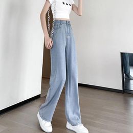 Women's Jeans Baggy Women Denim Wide-leg Pants Womens High Waist Thin Summer Section Ice Silk Mopping Loose Straight Tube Drape