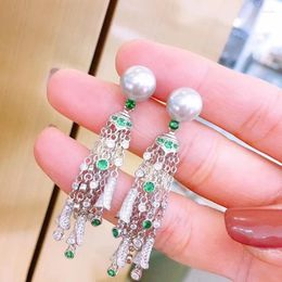 Dangle Earrings MeiBaPJ 11-12mm Big Natural Pearl Fashion Drop 925 Silver Empty Tray Fine Wedding Jewellery For Women