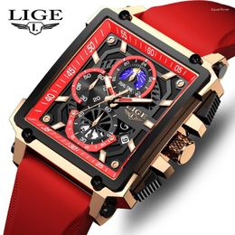 Wristwatches LIGE Big Dial Mens Watches Top Sport Waterproof Watch Men Chronograph Quartz Clock Automatic Date Box