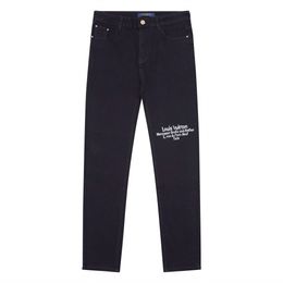 Mens Casual Jean Designer Brand Street Straight Jeans Washed Big Hole Zipper Biker Pants Black Pant V Letter Mark Campus Lovers Pants