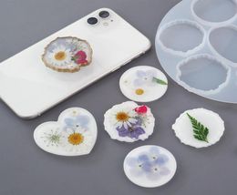 DIY Phone Case Holder Resin Mold Irregular Marble Round Heart Cabochon Silicone Molds Handmade Universal Mobile Phone Bracket8209836