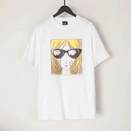 Men's T-Shirts Saint Michael T-shirt High Street Cartoon Sunglasses A Blonde Girl PrintMen Woman O-Neck Loose Casual Top Tees J240506