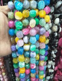 High Quality Natural Colourful Square Agate Stone Beads For Necklace Making Loose Gem Stone Bead DIY Jewellery Accessories1222117