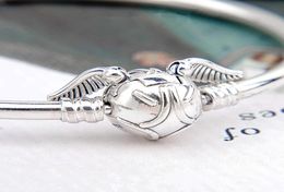 New 100% 925 Sterling Silver Golden Snitch Clasp Bangle Bracelet Fits For European Charms and Beads3368598