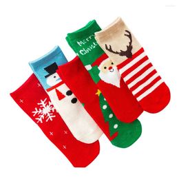 Girl Dresses 5 Pair Christmas Crew Socks Cotton Cozy Sock Slipper Sleeping Anti Skid Stockings For Kids Fun Novelty Gifts