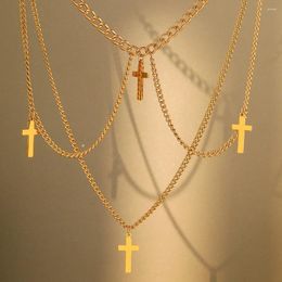 Łańcuchy Naszyjniki ze stali nierdzewnej Vintage Cross Cross Warstwa Łańcuch Kreatywny Unikalny wyjątkowy naszyjnik dla kobiet biżuterii Prezenty bankietowe