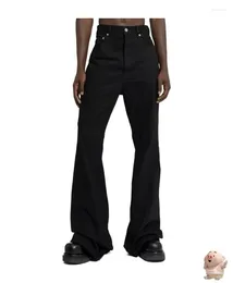 Men's Pants Washed Elastic Floor Mop Micro Horn Jeans Men Women Streetwear Hip Hop Black Joggers Trousers