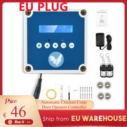 Accessories Automatic Chicken Coop Door Poultry Flap LCD Timer Light Sensor Remote Control Battery Power Pull 3KG Henhouse Without door