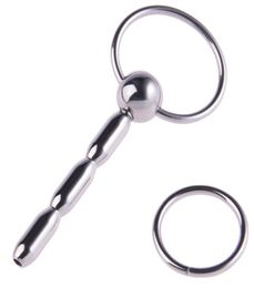 Penis Plug Beads Stainless Steel Urethral Dilators with 2 Metal Penis Ring Urethral Sound Prince Wand Sex Toys Sex Products8725657