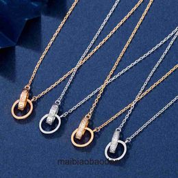 Cartre High End Jewellery necklaces for womens Double Necklace V Gold Plated 18K Gold Buckle Necklace Simple Double Pendant Clavicle Chain Female Original 1:1 With logo