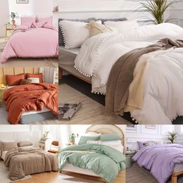 Duvet Cover 2/3pcs Modern Minimalist (1*Comforter + 1/2*Pillowcase, Without Core), Boho Solid Colour Bedding Set With Pompom, Soft Comfortable And Skin-friendly Comforter