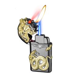 New Product Portable Cigarette Lighter Encendedores Briquet With Dual Flame Cool Gadgets