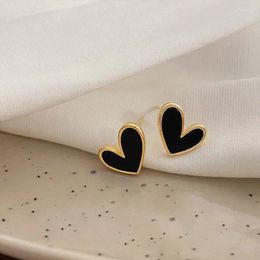Stud Earrings Fashion Black Love Heart Charm Earring For Women Sweet Party Elegant Jewelry Gift Pendientes Accessories E420