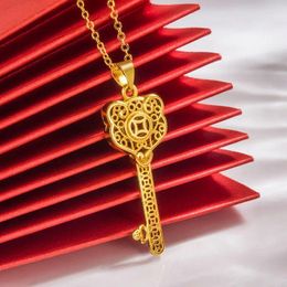 Pendants KOFSAC Cute Tiger Key Pendant Necklace Exquisite Gold Colour Vintage Ancient Coins S925 Silver Jewellery Girl Gift