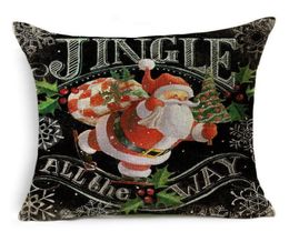 Christmas Linen Pillowcase Santa Claus Snowman Pillowcase Xmas Tree Deer Pillows Cover Sofa Cushions Pillow Covers Home Decor BH709464442