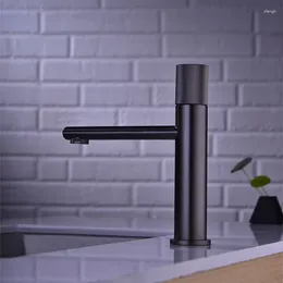 Bathroom Sink Faucets On The Countertop With Raised Single Handle High Face Basin And Cold Fashionable Mixed Water