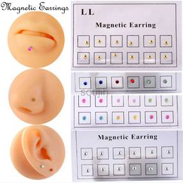 Body Arts 12PCS/Card Fake Cheater Non Pierced Magnet Ear Tragus Cartilage Lip Labret Stud Nose Ring Jewellery Magnetic Earring d240503