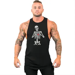 Men's Tank Tops Summer Sports Skeleton Polyester Sleeveless Quick Dry Walking Four Season Vest Running Casual Collar Round Fitness