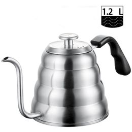 Stainless Steel Tea Coffee Kettle with Thermometer Gooseneck Thin Spout for Pour Over Coffee Pot Works on Stovetop 40oz 1 2L 225a