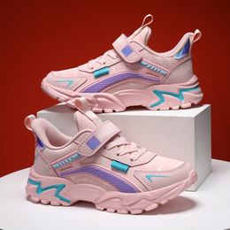 Spring Fall 2024 Girls' Sneakers, New Leather Non-slip Running Shoes, Lightweight and Stylish Kids' Shoes