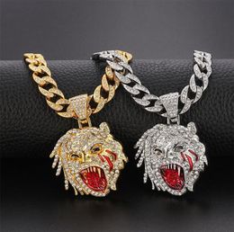 Pendant Necklaces Gothic Hip Hop Half Man Beast Iced Out Choker Chain Necklace Halloween Gift2849777