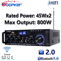 Amplifiers Woopker Amplifier Bt 298 Pro Home Theatre Amplifier Karaoke Dual Channel Stereo Bluetooth 5.0 Maximum 800W New Upgrade