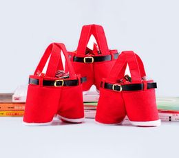 Christmas Decorations Gift Bags Santa Pants Style Candy Bags Christmas Presents Basket Candy Tote Bags For Festive Party Home Deco9763885