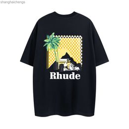 Trend Rhuder Original t Shirts Small Group Mens Short Sleeved Printed Loose Fitting T-shirt for Young Mens Bottom Half Sleeve with 1:1 Logo