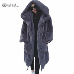 2018 Winter Woman Coat Teddy Jacket Faux Fur Outerwear Hair Thick Long Plush Coat plus size loose Ponchos Capes OKD600 259Y