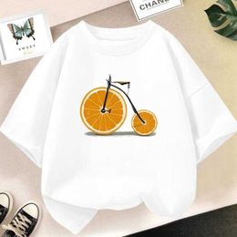 T-shirts Fashion Fun Fruit graphic t shirts for Kids Creative t shirt Girls Cartoon Pineapple /Watermelon Printed Short Sleeve TopsL2405