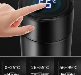 304 stainless steel water bottle smart vacuum insulated mug LCD display touch cup portable outdoor travel cup5946149