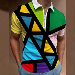 Men's Plus Tees & Polos 20243d digital printed lapel zipper sports casual men's polo shirt short sleeved top T Shirts tops