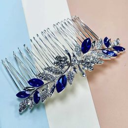 Headbands Dream Sapphire Blue Wedding Headwear Hair Comb Bride Hair Accessories Q240506