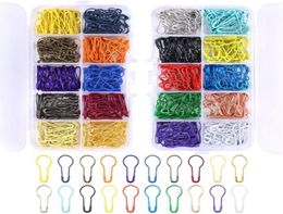 600 Pieces 20 Colours Assorted Bulb Safety Pins Pear Shaped Pins Calabash Pin Knitting Stitch Markers Sewing Making with Storage Bo8349511