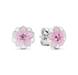 Authentic ALE 925 Sterling Silver Pink Enamel Magnolia Blooms Stud Earrings Women Luxury Fashion Jewellery Designer Earrings with Ch7269823