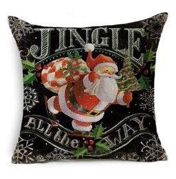 Christmas Linen Pillowcase Santa Claus Snowman Pillowcase Xmas Tree Deer Pillows Cover Sofa Cushions Pillow Covers Home Decor BH709742664