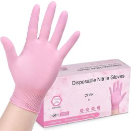 Gloves Disposable Pink Nitrile Gloves 100pcs Latex & Power Free Household Cleaning Gloves NonSterile Food Cooking Beauty Salon Gloves