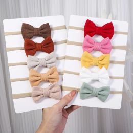 20pcs/partia 30pcs/Set Corduroy Baby Bow Bow Pałąk dla dziewcząt Elastyczne nylonowe nowonarodzone opaski do włosów turban