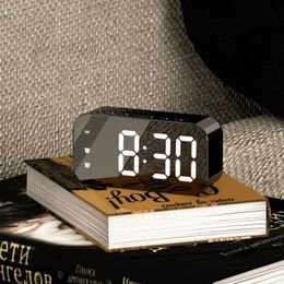 Desk Table Clocks Voice Control Digital Alarm Clock Temperature Dual Alarms Snooze Table Clock 3 Levels Brightness Adjustment 12/24H LED Clock