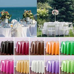 Table Cloth Satin Tablecloth Solid Color Wedding Birthday Party Outdoor Cover Round Home Decoration