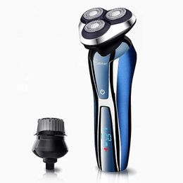 Electric Shavers 2in1 Rechargeable Electric Shaver For Men Facial Rotary Electric Razor Beard Wet Dry Shaving Machine Men Grooming Set Y240503