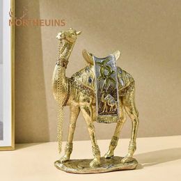 Decorative Objects Figurines NORTHEUINS The Middle East ical Style Light Luxury Art Camel Decoration Resin Animal Golden Ornament Crafts Home Office T240505