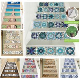 Stickers 6pcs/set 11 Styles For Choice Stair Wall Stickers Staircase Tiles Home Decor Art Mural Selfadhesive Waterproof Art Wallpaper
