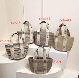 designer bag Woman Straw Nylon shoulder Handbags Purses Rainbow color Crossbody Baguettes Lady Small Totes beach Shopping fallow