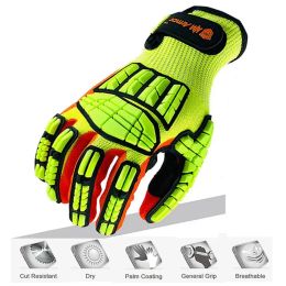Gloves Cut Resistant Anti Vibration Safety Work Glove with Tpr Mechanics Industry Working Gloves Ansi Cut Level A6.