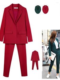 Women's Two Piece Pants Work Pantsuits OL 2 Set For Women Business Interview Uniform Slim Blazer And Pencil Office Lady Suit Female Outfits