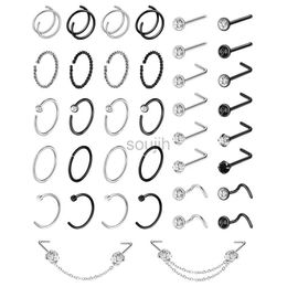 Body Arts 1Pcs 20G Nose Rings for Women Piercings Jewellery Hoops L Shape Studs Screw 316L Surgical Stainless Steel for Men Women d240503